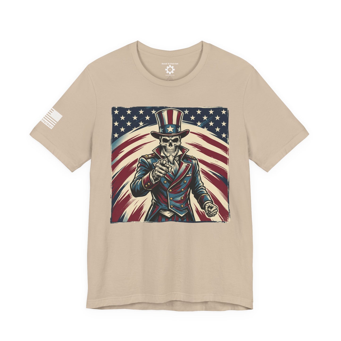Patriotic Skull Uncle Sam Tee — Vintage American Flag Graphic