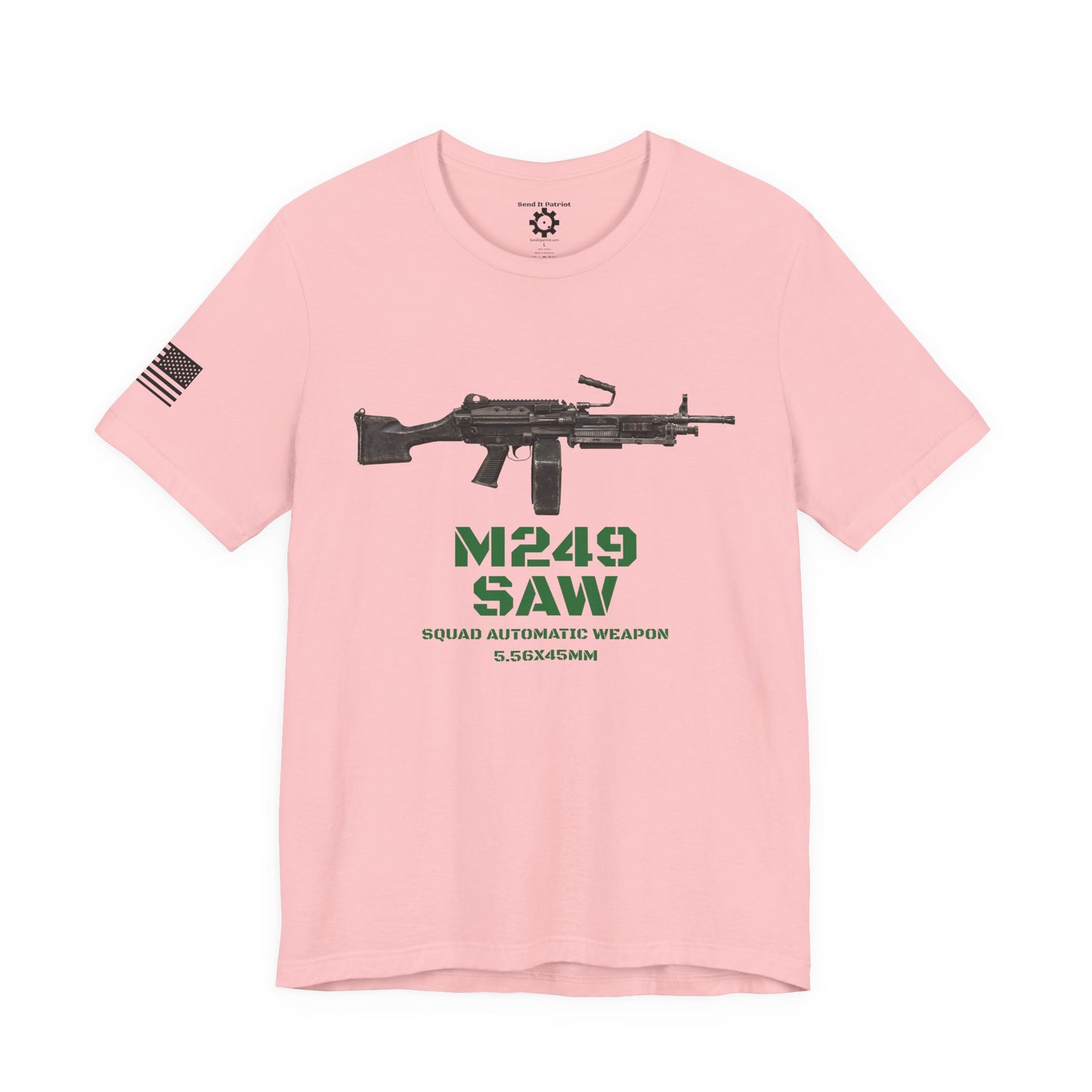 M249 SAW Rifle Graphic Tee — Military Weapons Print T-Shirt