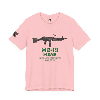 M249 SAW Rifle Graphic Tee — Military Weapons Print T-Shirt