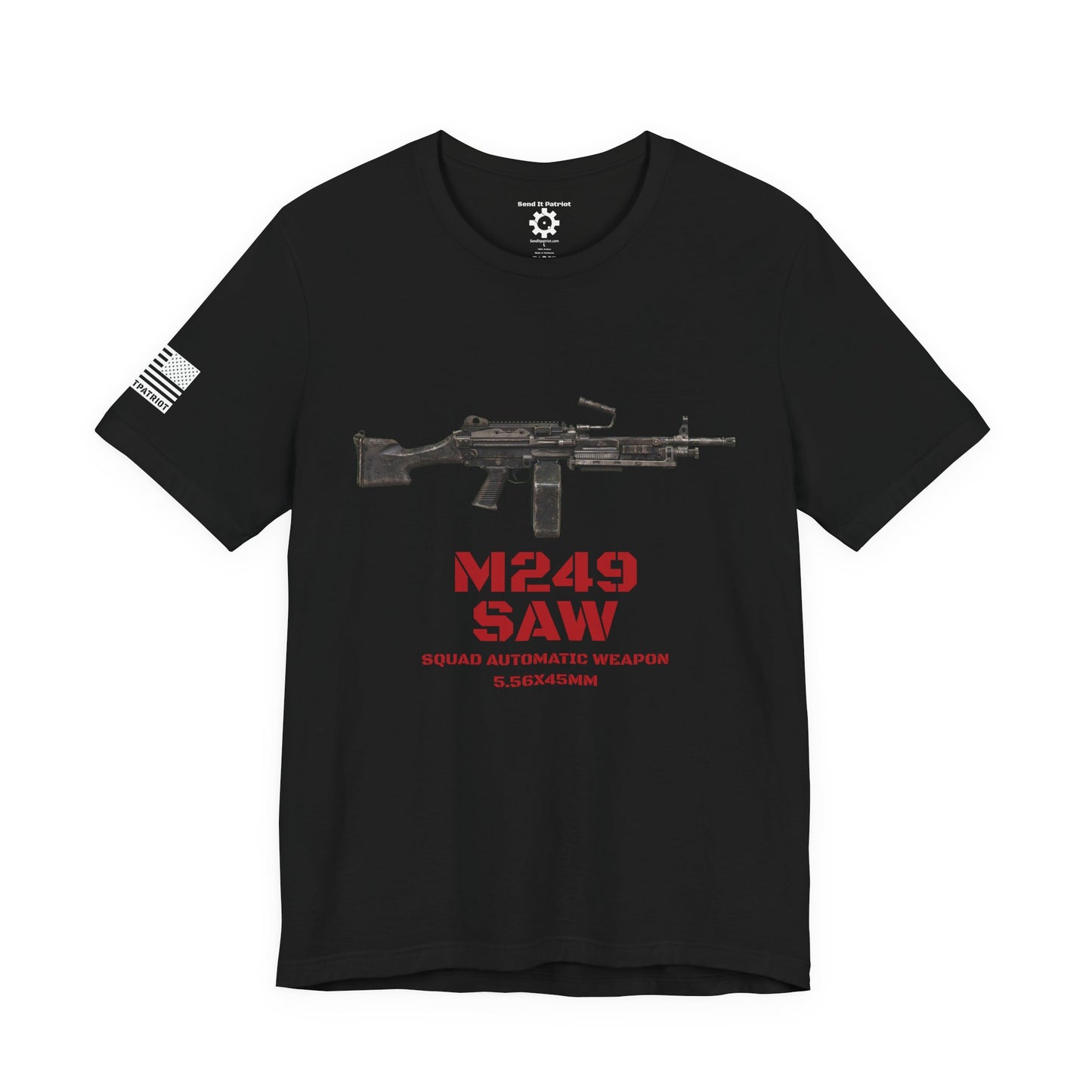 M249 SAW Rifle Graphic Tee — Military Weapons Print T-Shirt