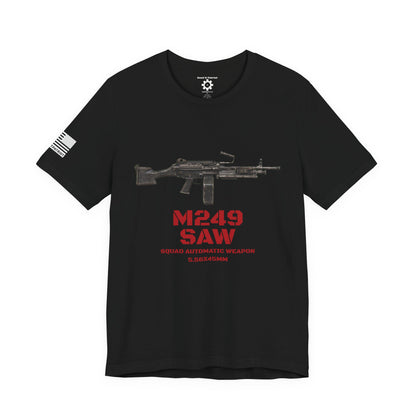 M249 SAW Rifle Graphic Tee — Military Weapons Print T-Shirt
