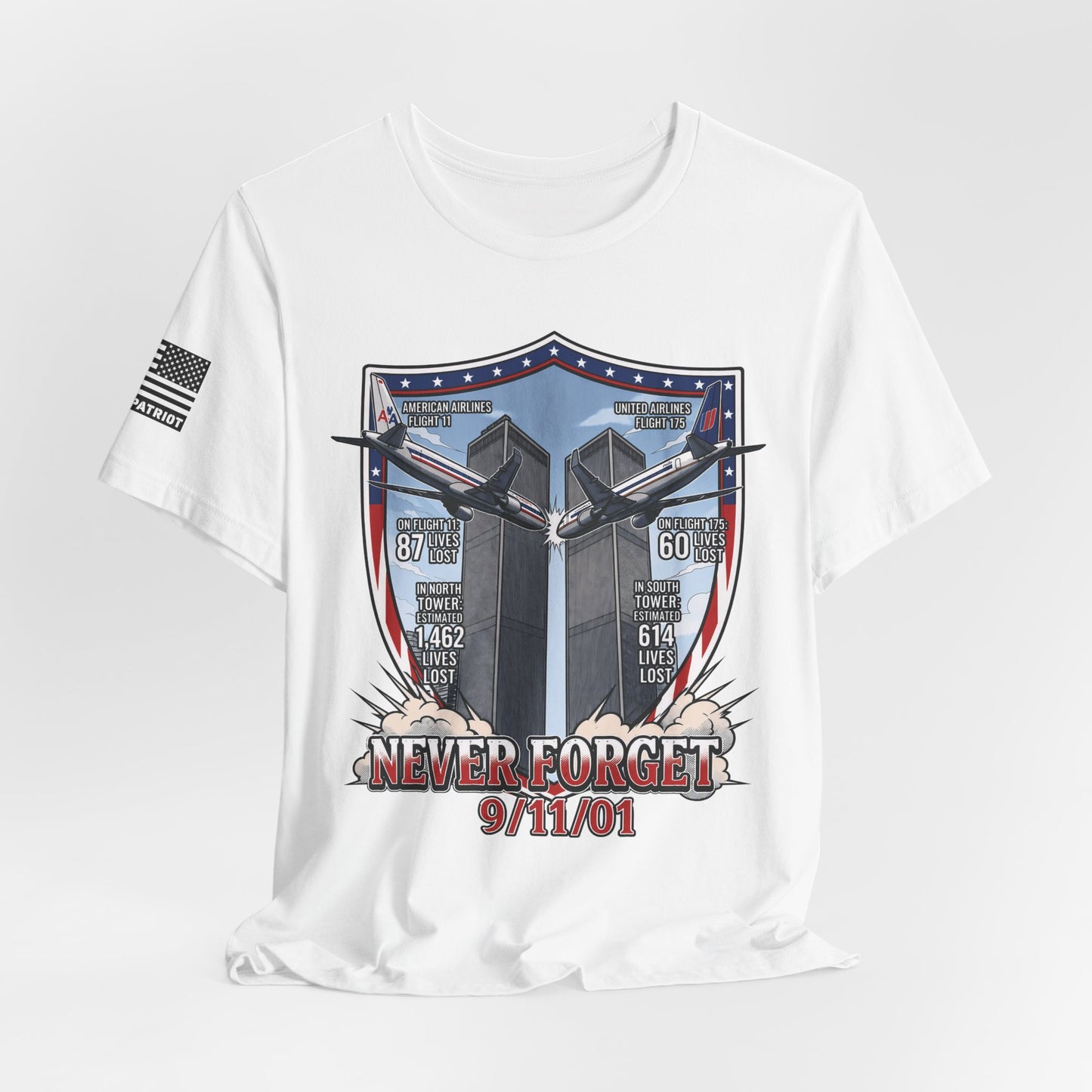 Never Forget 9/11 Tribute Twin Towers T-Shirt — Patriotic Tee