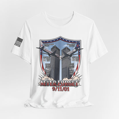 Never Forget 9/11 Tribute Twin Towers T-Shirt — Patriotic Tee