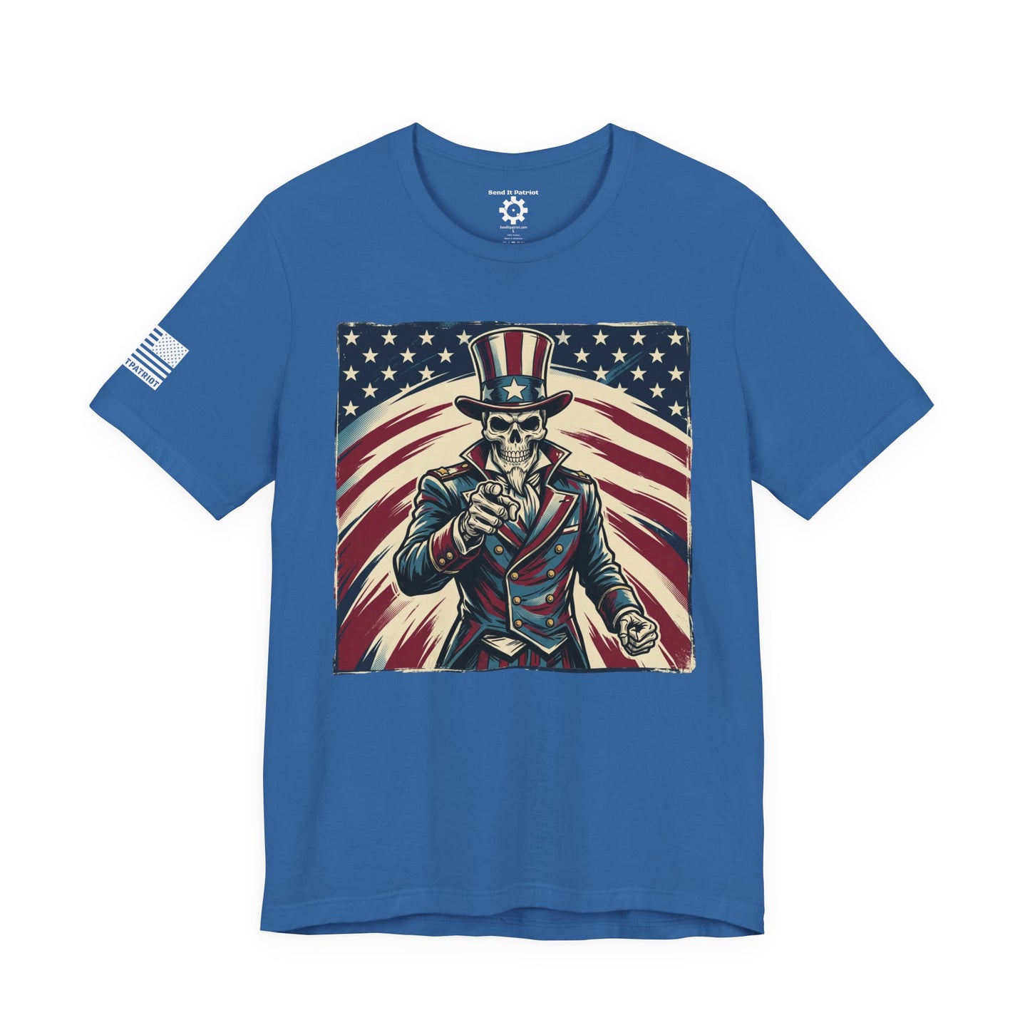 Patriotic Skull Uncle Sam Tee — Vintage American Flag Graphic
