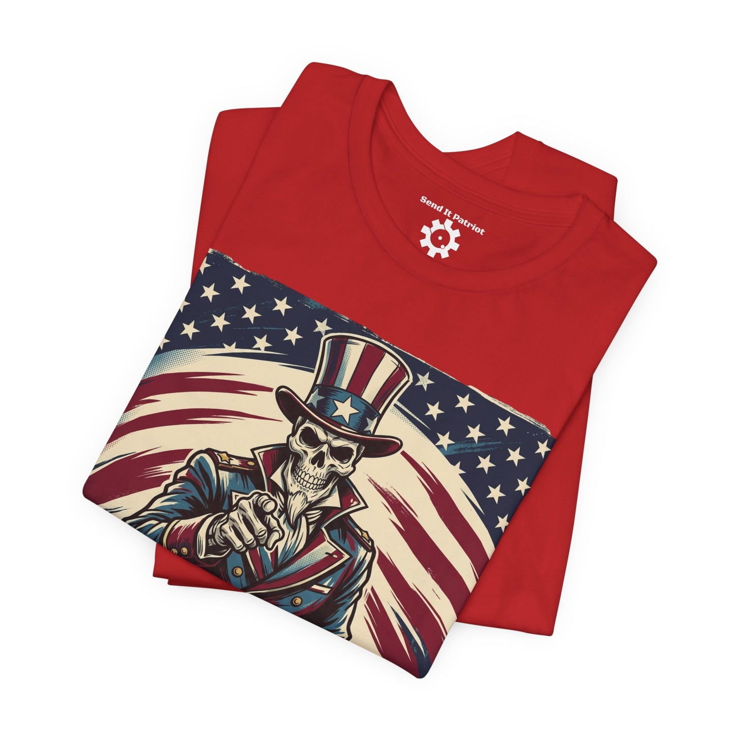 Patriotic Skull Uncle Sam Tee — Vintage American Flag Graphic