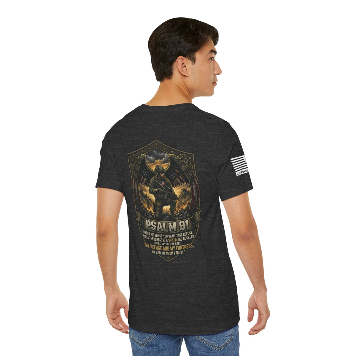 Psalm 91 Tactical Tee — Christian Military Guardian Angel Shirt