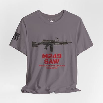 M249 SAW Rifle Graphic Tee — Military Weapons Print T-Shirt