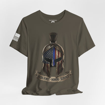 Spartan Thin Blue Line T-Shirt —  Patriotic Tee