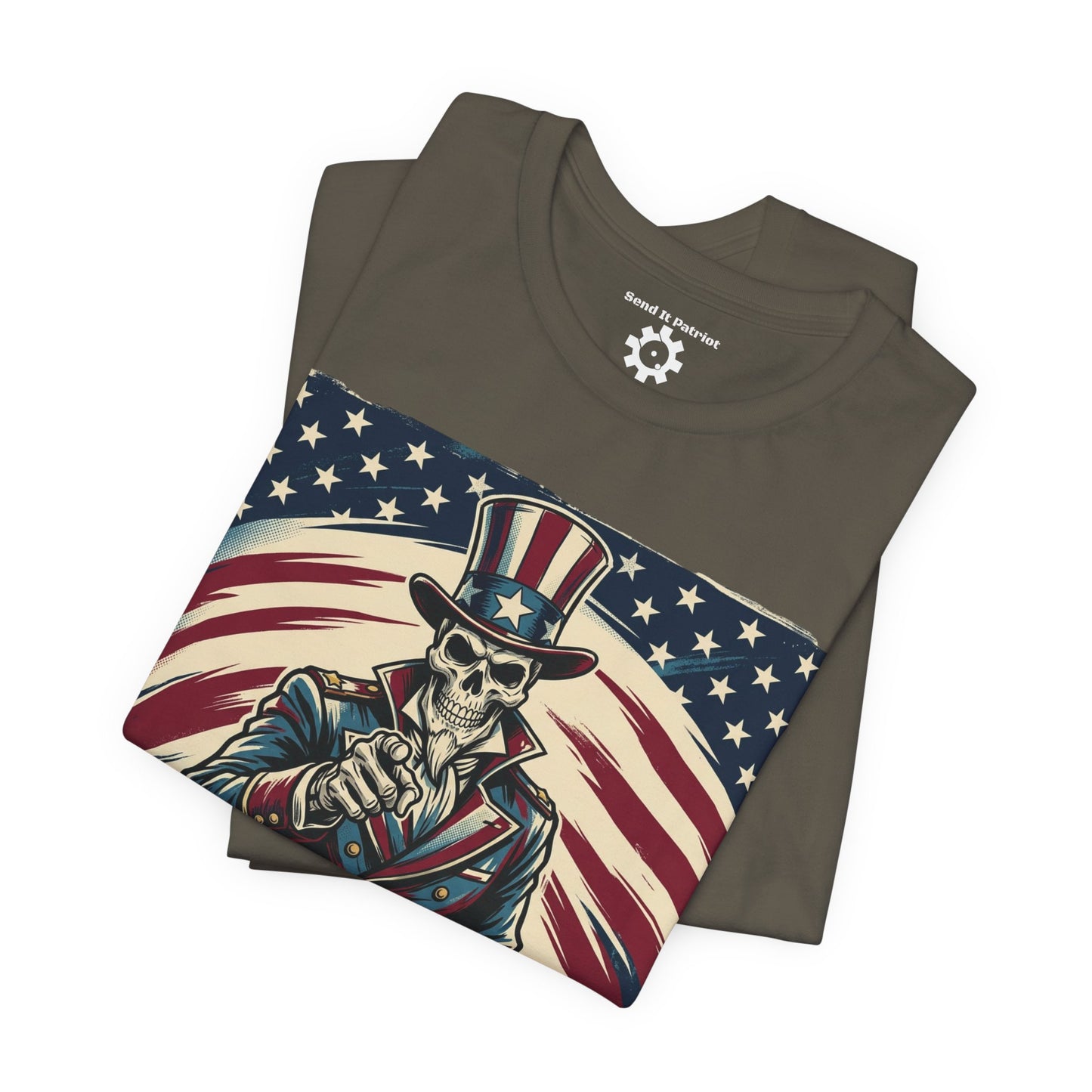 Patriotic Skull Uncle Sam Tee — Vintage American Flag Graphic