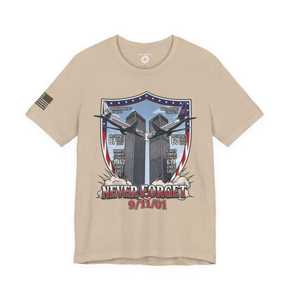 Never Forget 9/11 Tribute Twin Towers T-Shirt — Patriotic Tee