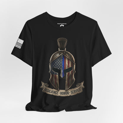 Spartan Thin Blue Line T-Shirt —  Patriotic Tee
