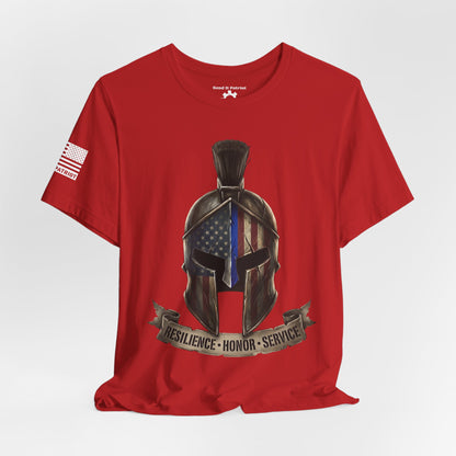 Spartan Thin Blue Line T-Shirt —  Patriotic Tee