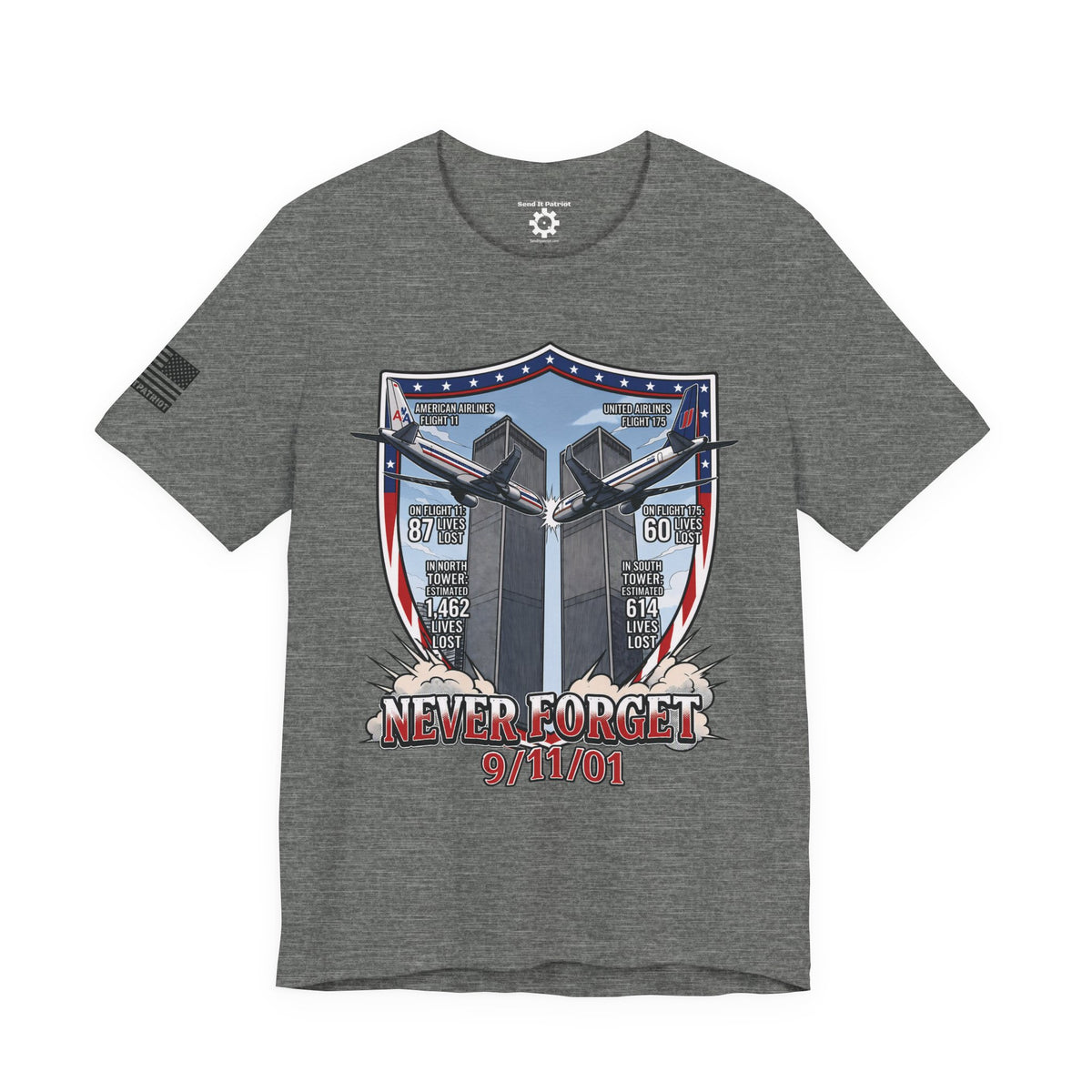 Never Forget 9/11 Tribute Twin Towers T-Shirt — Patriotic Tee