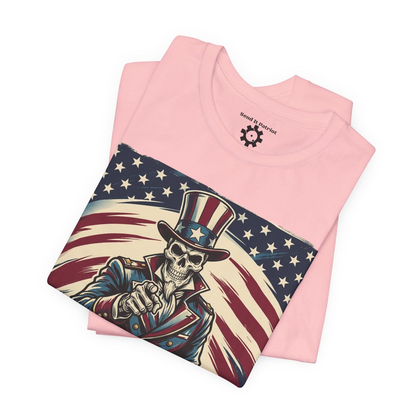 Patriotic Skull Uncle Sam Tee — Vintage American Flag Graphic