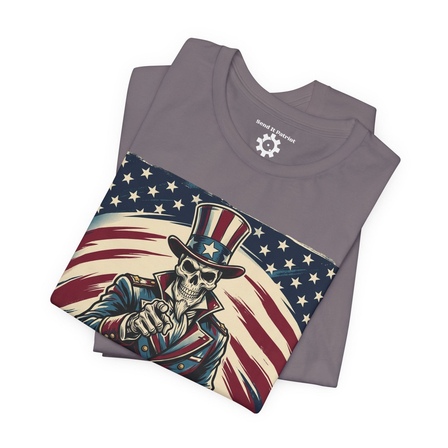 Patriotic Skull Uncle Sam Tee — Vintage American Flag Graphic