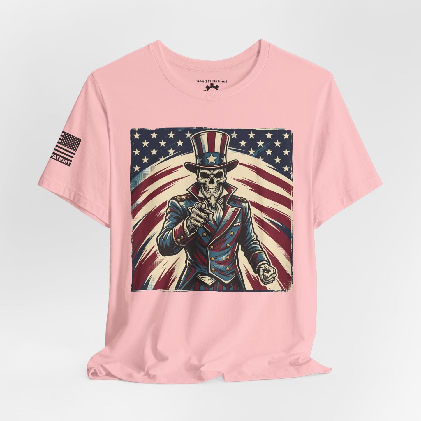 Patriotic Skull Uncle Sam Tee — Vintage American Flag Graphic
