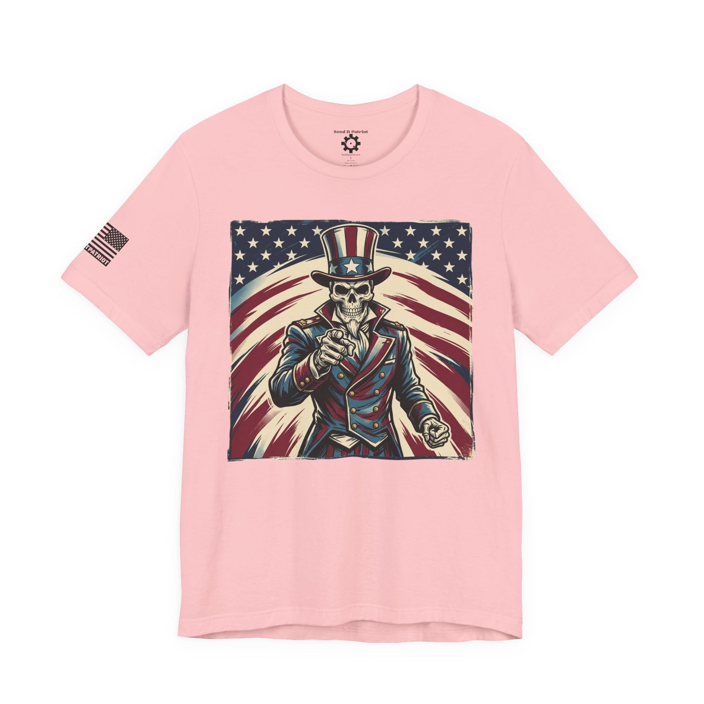 Patriotic Skull Uncle Sam Tee — Vintage American Flag Graphic