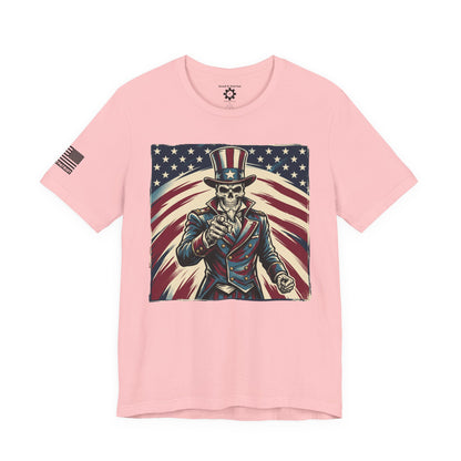 Patriotic Skull Uncle Sam Tee — Vintage American Flag Graphic