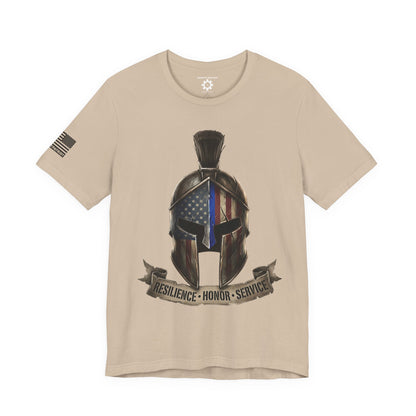 Spartan Thin Blue Line T-Shirt —  Patriotic Tee