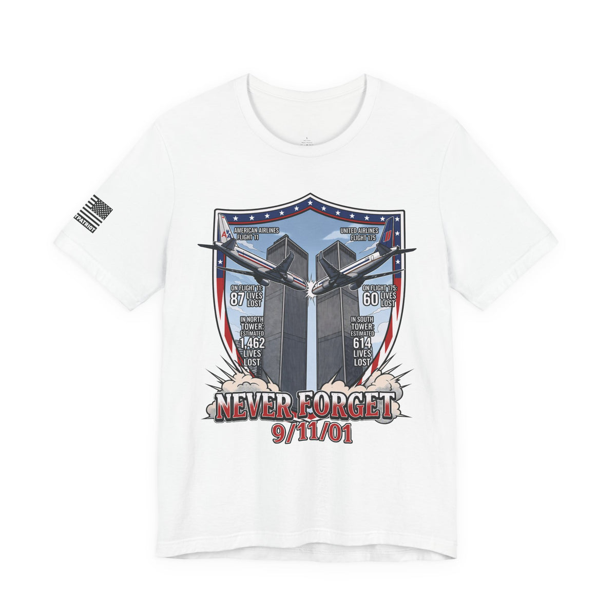 Never Forget 9/11 Tribute Twin Towers T-Shirt — Patriotic Tee