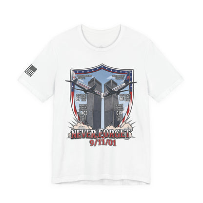 Never Forget 9/11 Tribute Twin Towers T-Shirt — Patriotic Tee
